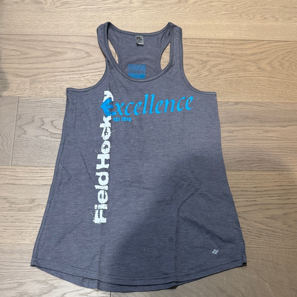 Koi Women's Gray Tank Top with Blue and White Accents